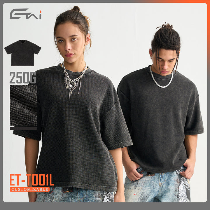 Herren Oversized Struktur-T-Shirt mit Rundhalsausschnitt Echo Archiv
