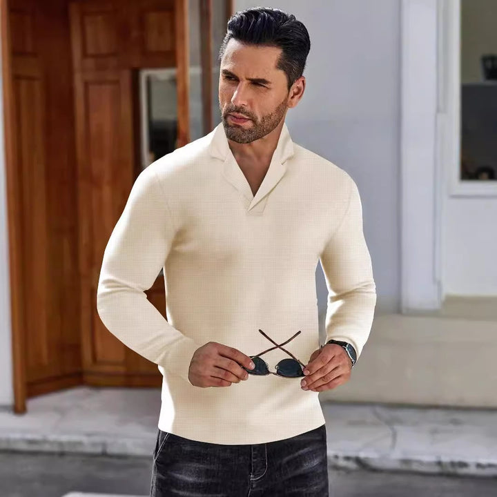 Herren eleganter langärmeliger Pullover mit stylischem Stehkragen Echoarchiv