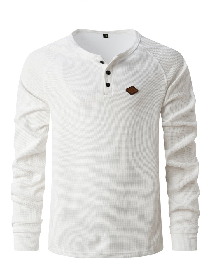 Herren Langarmshirt mit Knopfleiste und strukturiertem Design Echoarchiv