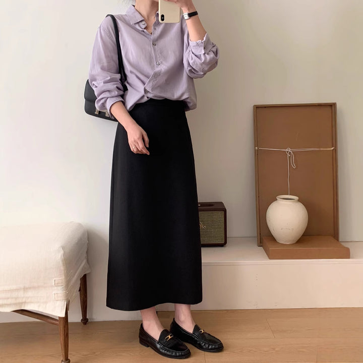 Damen Eleganter Maxi-Rock mit hohem Bund und zeitlosem Schnitt Echoarchiv