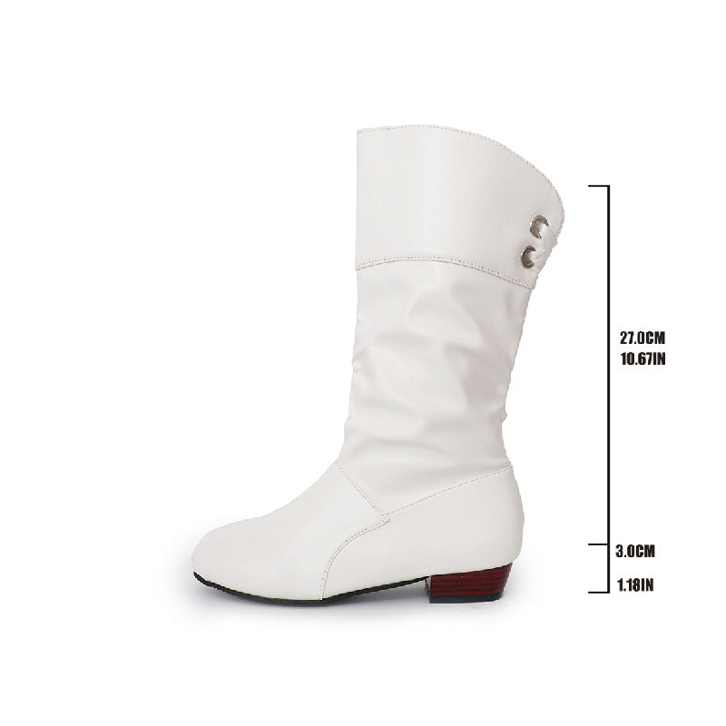 Damen Slouch-Stiefel mit niedrigem Blockabsatz und weichem Kunstlederschaft Echo Archiv