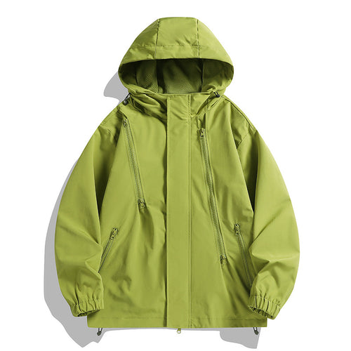 Herren wasserabweisende Kapuzenjacke mit diagonalen Reißverschlüssen und verstellbarem Saum – Taviero