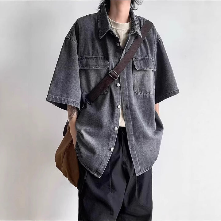 Herren Übergroßes Vintage Denim-Hemd Echoarchiv