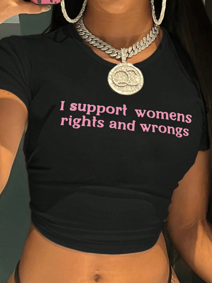 Damen Crop-T-Shirt mit kreativem Lippenmotiv und figurbetontem Schnitt Echo Archiv
