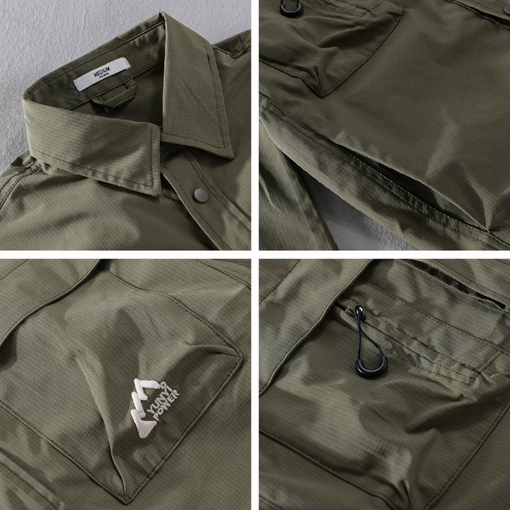 Herren Utility-Overshirt im Field-Stil mit Druckknopf-Leiste und Doppelbrusttaschen Echoarchiv