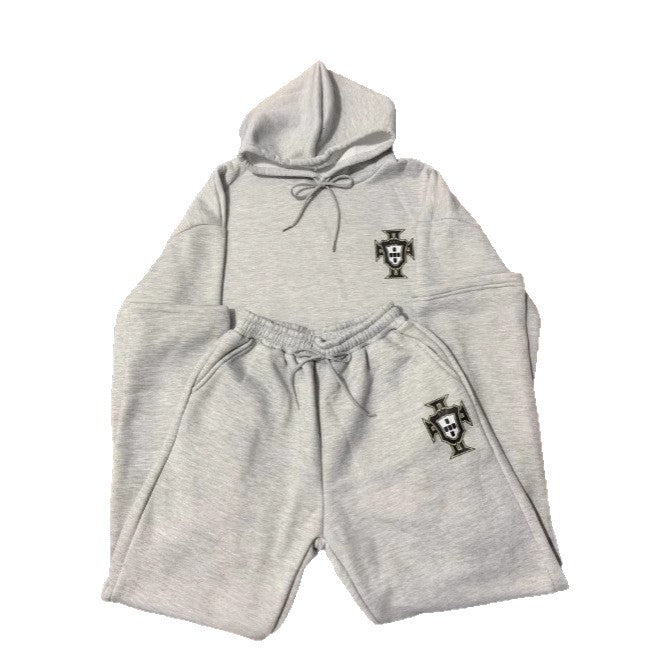 Unisex nan zweiteiliges Lounge-Set aus schwerer Baumwollmischung mit Kapuze und elastischem Bundhose Echo Archiv