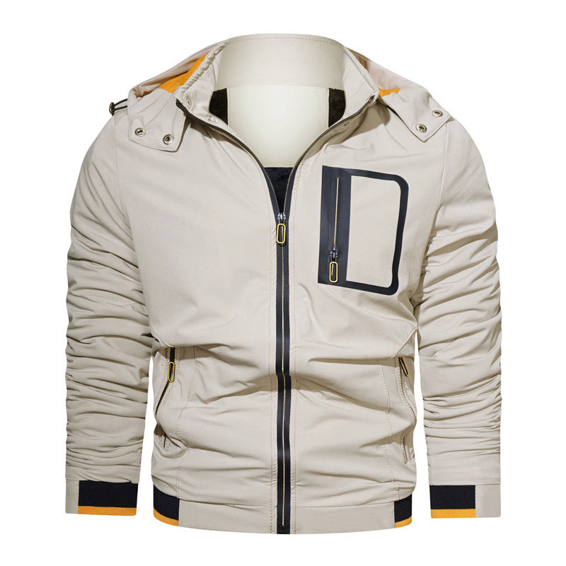 Herren Leichter technischer Kapuzenblouson mit wasserdichter Brusttasche und gerippten Kontrastbündchen Echo Archiv
