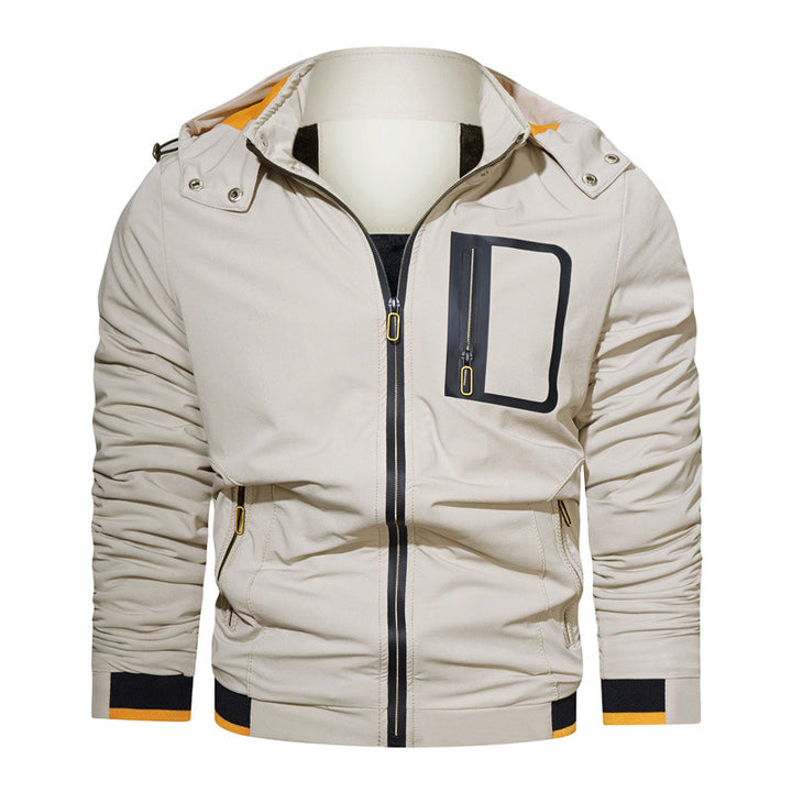 Herren Leichter technischer Kapuzenblouson mit wasserdichter Brusttasche und gerippten Kontrastbündchen Echo Archiv