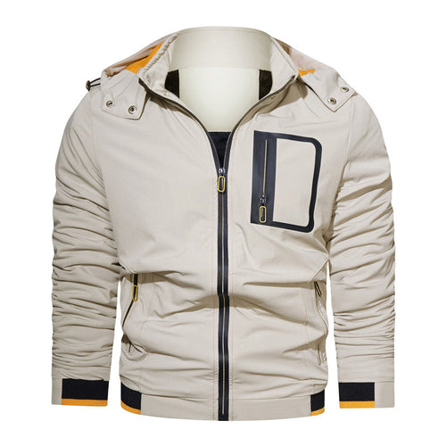 Herren Leichter technischer Kapuzenblouson mit wasserdichter Brusttasche und gerippten Kontrastbündchen Echo Archiv
