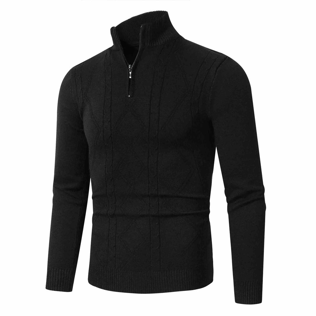 Herren Halbzip-Pullover aus Feinstrick mit geripptem Stehkragen Echo Archiv