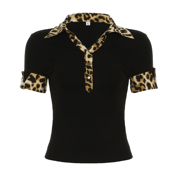 Damen Poloshirt mit Leopardenmuster-Details Echo Archiv