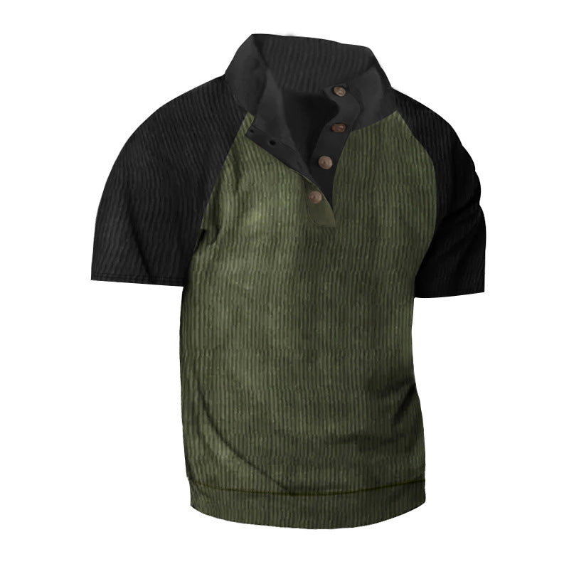 Herren Kurzarm-Henley-Shirt mit modernem Strukturdesign Echoarchiv