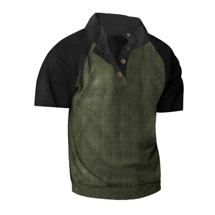 Herren Kurzarm-Henley-Shirt mit modernem Strukturdesign Echoarchiv