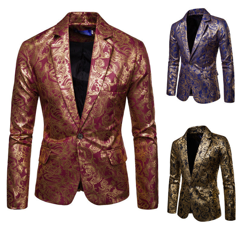 Herren exklusiver Paillettenblazer mit goldenen Verzierungen und modernem Schnitt Echoarchiv
