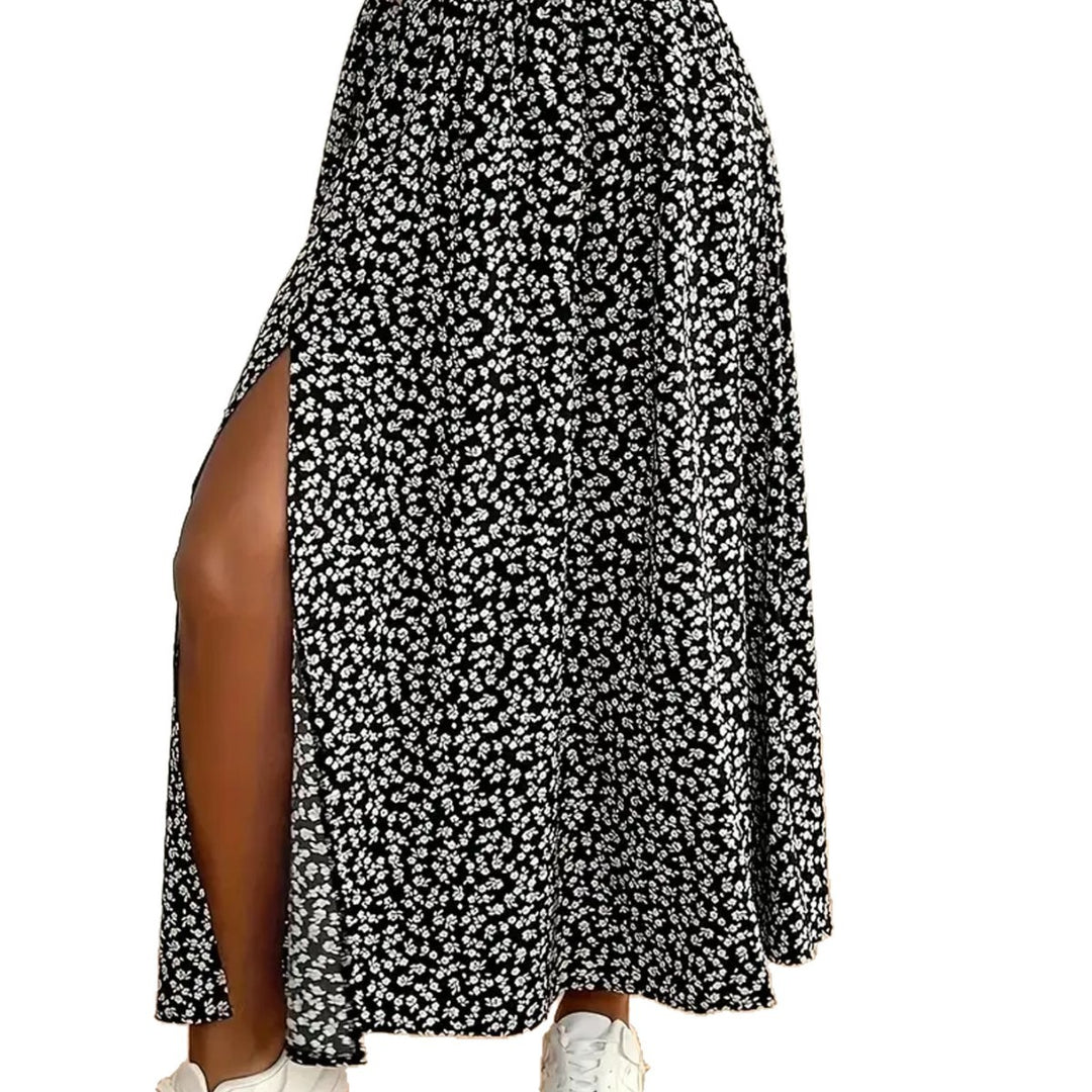 Damen Maxirock mit floralem Muster und seitlichem Schlitz Echo Archiv