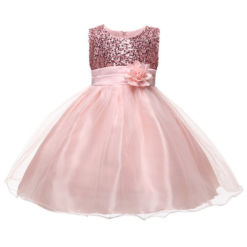 Mädchen Festliches Tüllkleid mit Glitzerndem Oberteil und Floraler Applikation Echoarchiv