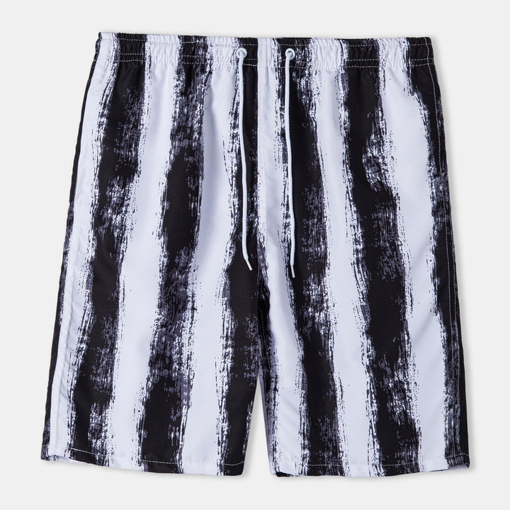 Herren Badeshorts mit modernem Streifenmuster und elastischem Bund Echoarchiv
