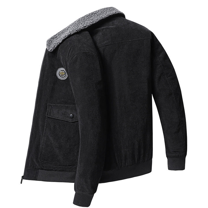 Herren nan Cordjacke im Bomberstil mit Teddykragen, aufgesetzten Klappentaschen und geripptem Saum Echo Archiv