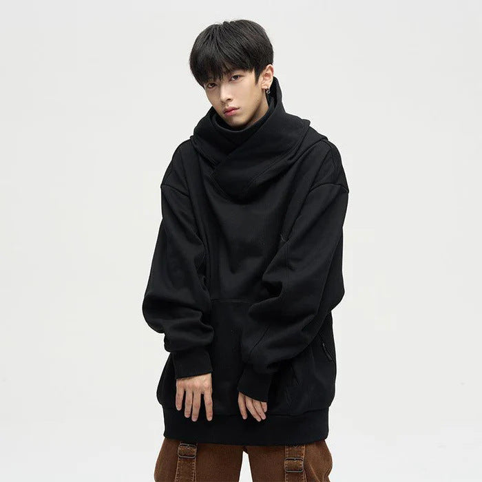 Damen Lässige Oversized Kapuzenpullover mit hochgezogenem Kragen Echoarchiv