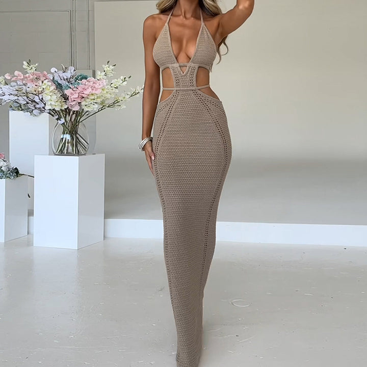 Damen Häkelkleid mit raffinierten Cut-Outs und tiefem V-Ausschnitt Echo Archiv