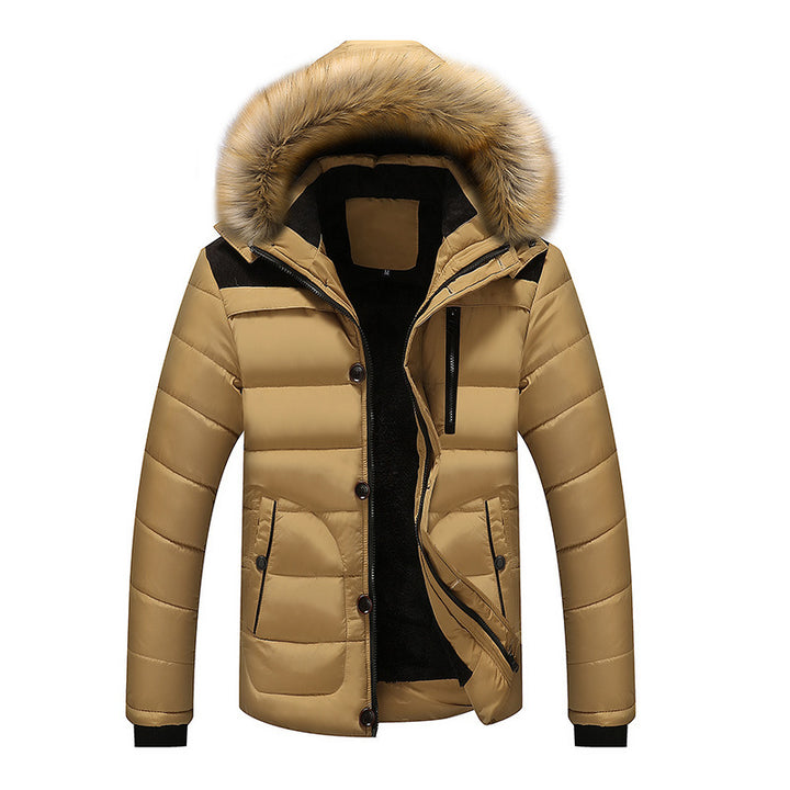 Herren Isolierter Steppparka mit Kunstfellkapuze, verdeckter Zip- und Druckknopfleiste – Montevé