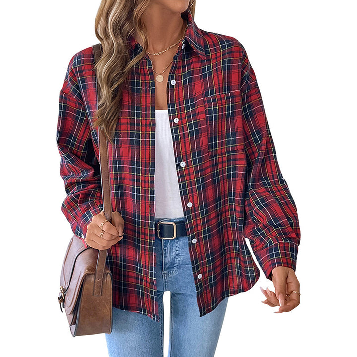 Damen Oversize-Karo-Hemdbluse aus weichem Flanell mit Brusttasche und verlängertem Rückenteil Echoarchiv