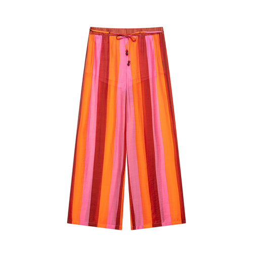 Damen Weite Culotte-Hose mit Tunnelzugbund und senkrechten Streifen Echo Archiv