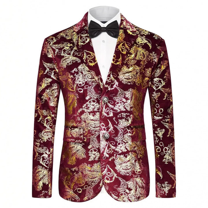 Herren Luxus Samtblazer mit floralem Jacquard-Muster Echoarchiv