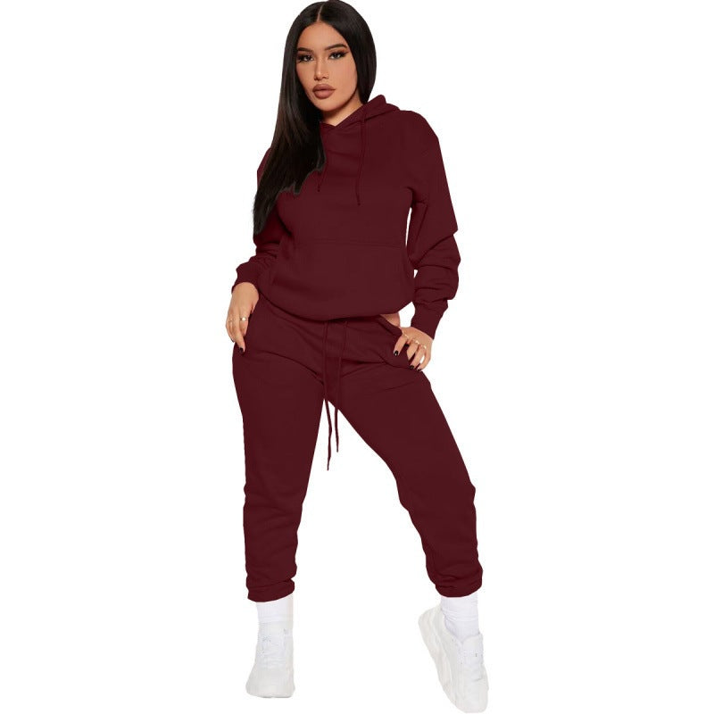 Damen zweiteiliges Lounge-Set mit Kapuzenpullover und High-Waist Jogginghose aus weichem French Terry – Avérine
