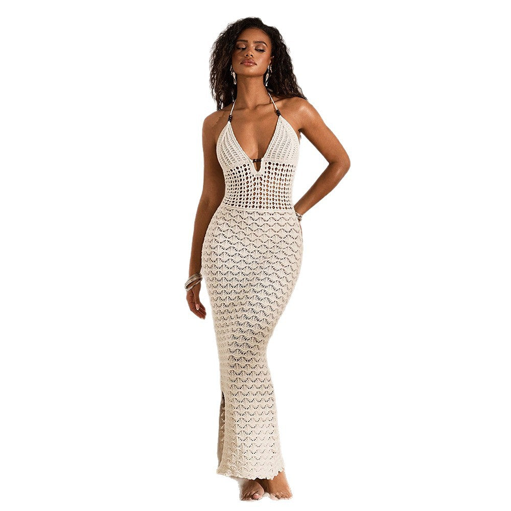 Damen elegantes gehäkeltes Strandkleid mit tiefem V-Ausschnitt Echo Archiv