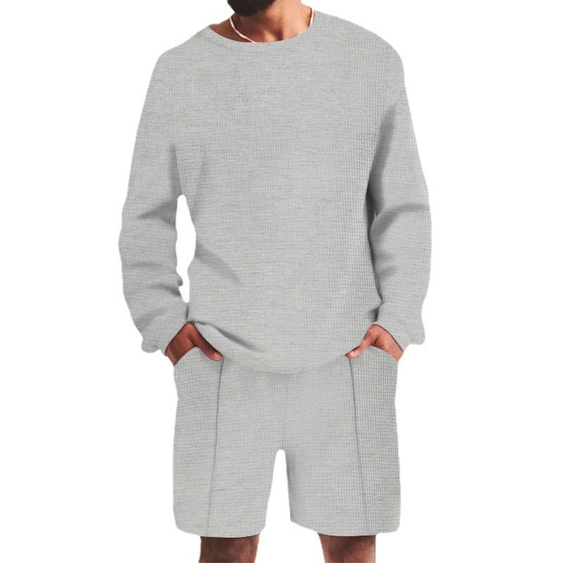 Herren lässiges Sweatshirt- und Shorts-Set mit strukturiertem Design Echoarchiv