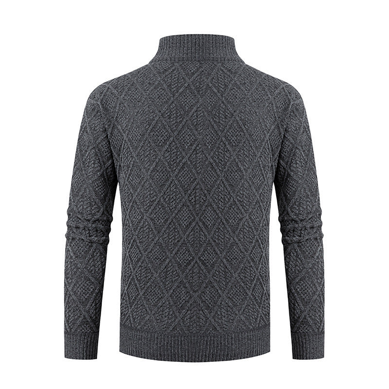 Herren Strickjacke mit rautenförmigem Design und hohem Kragen Echoarchiv