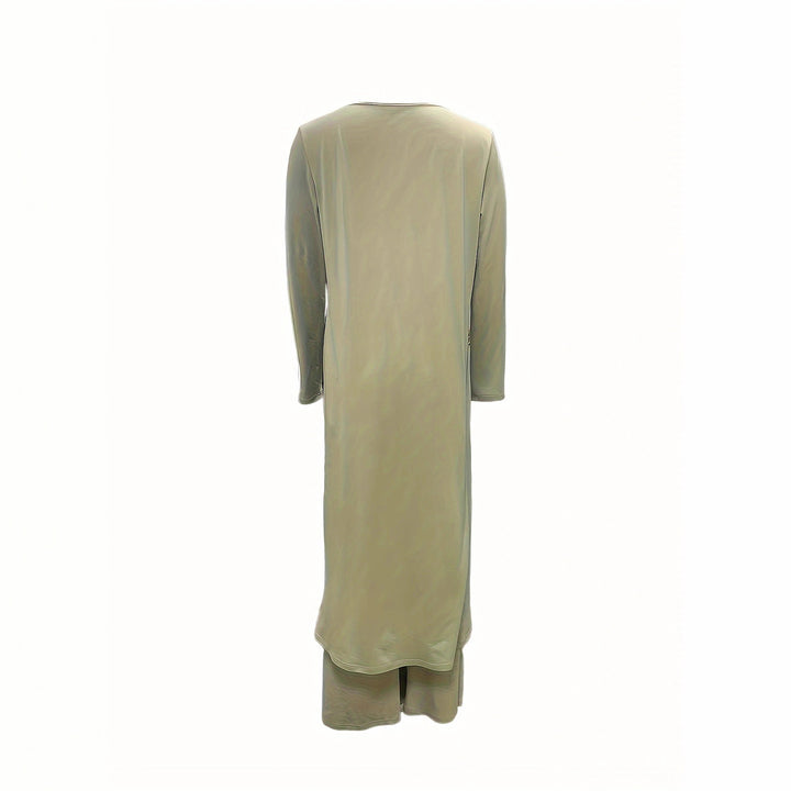 Damen Elegantes Maxikleid mit Wickeloptik, asymmetrischer Drapierung und vorderem Schlitz Echoarchiv