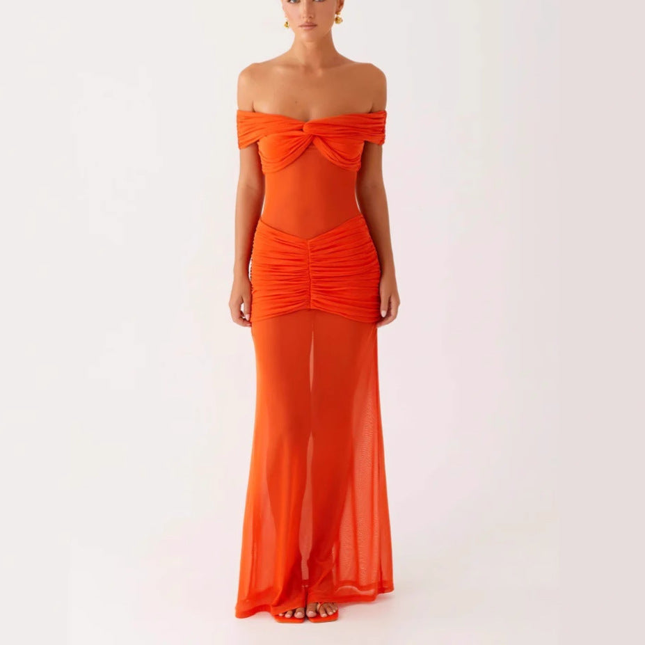 Damen Off-Shoulder Maxikleid mit raffinierten Drapierungen Echo Archiv