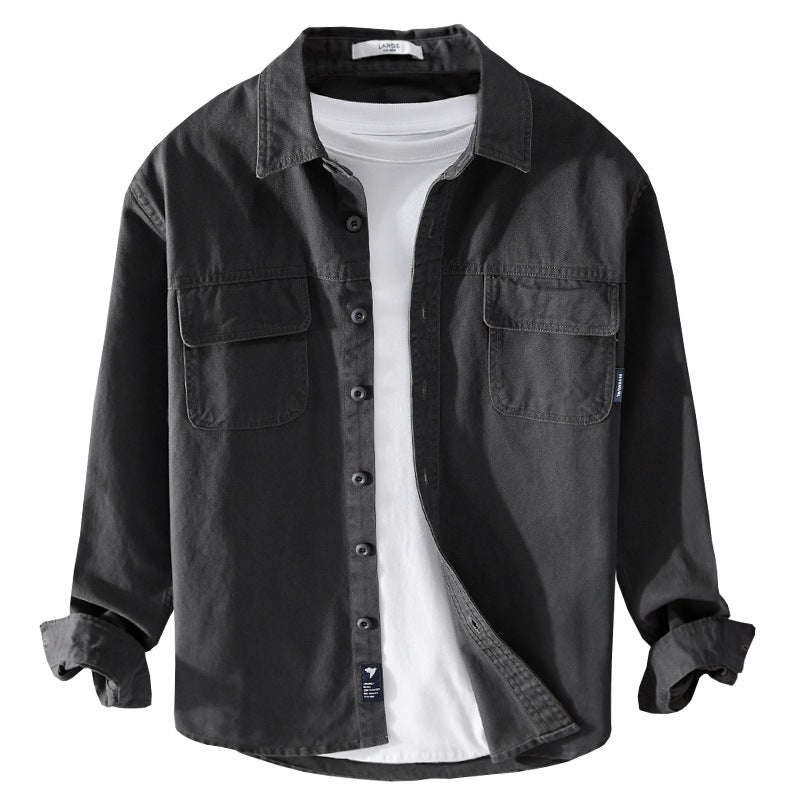 Herren Overshirt-Jacke aus Baumwoll-Twill mit aufgesetzten Brusttaschen und Knopfleiste Echoarchiv