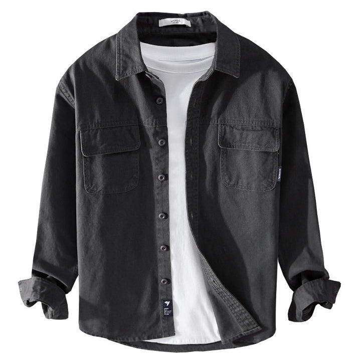 Herren Overshirt-Jacke aus Baumwoll-Twill mit aufgesetzten Brusttaschen und Knopfleiste Echoarchiv