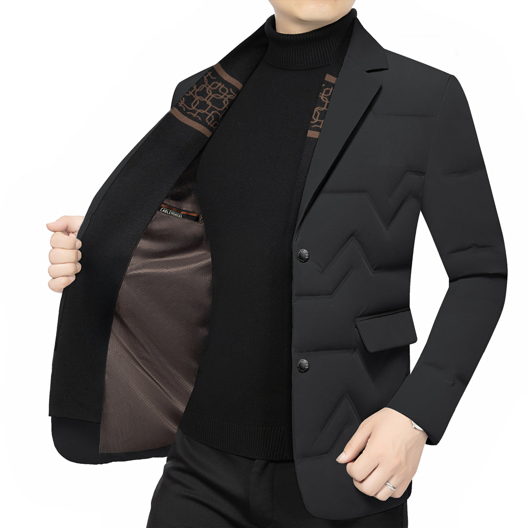 Herren Gepolstertes Business-Sakko mit gesteppter Optik und Notch-Revers – Tianoro