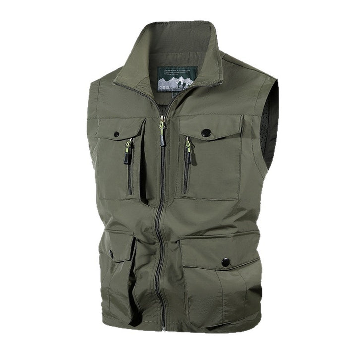 Herren Multifunktions-Outdoorweste mit Mehrfachtaschen und Stehkragen Echoarchiv