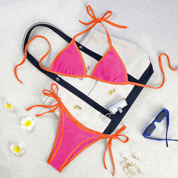 Damen Triangel-Bikini mit verspieltem Schnürdesign Echoarchiv
