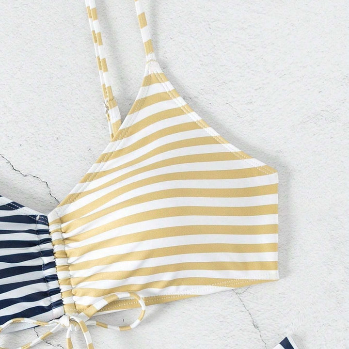 Damen Triangel-Bikini mit raffiniertem Knoten und modischem Streifenmuster Echo Archiv