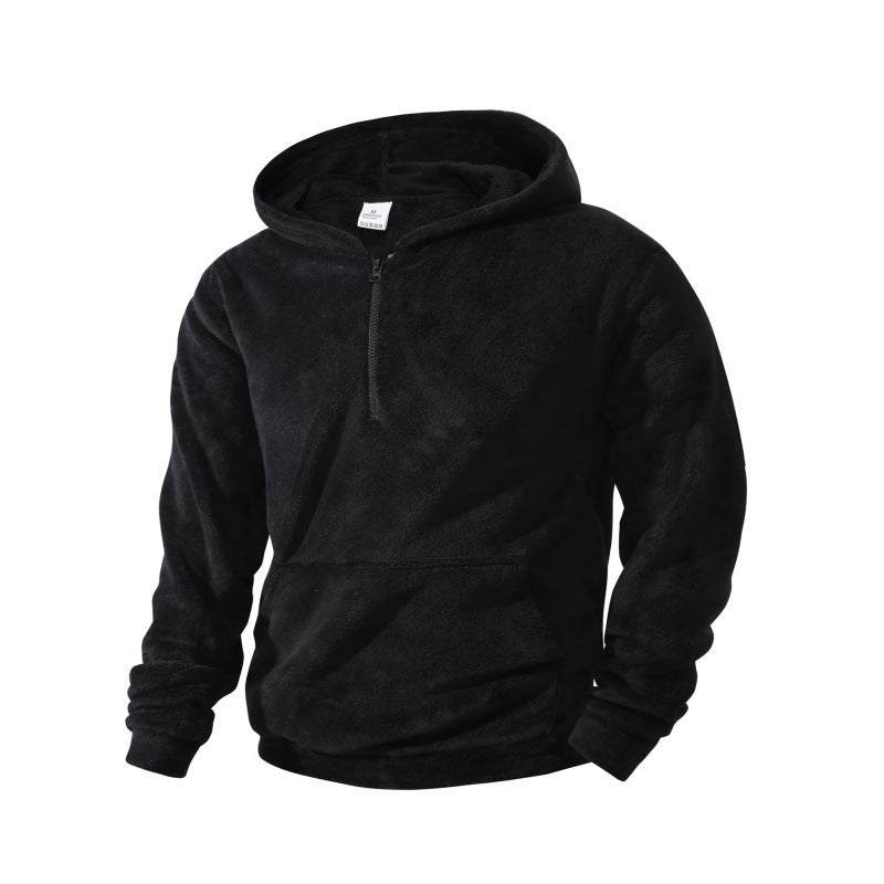 Herren Fleece Pullover mit halblangem Reißverschluss und Kapuze Echoarchiv