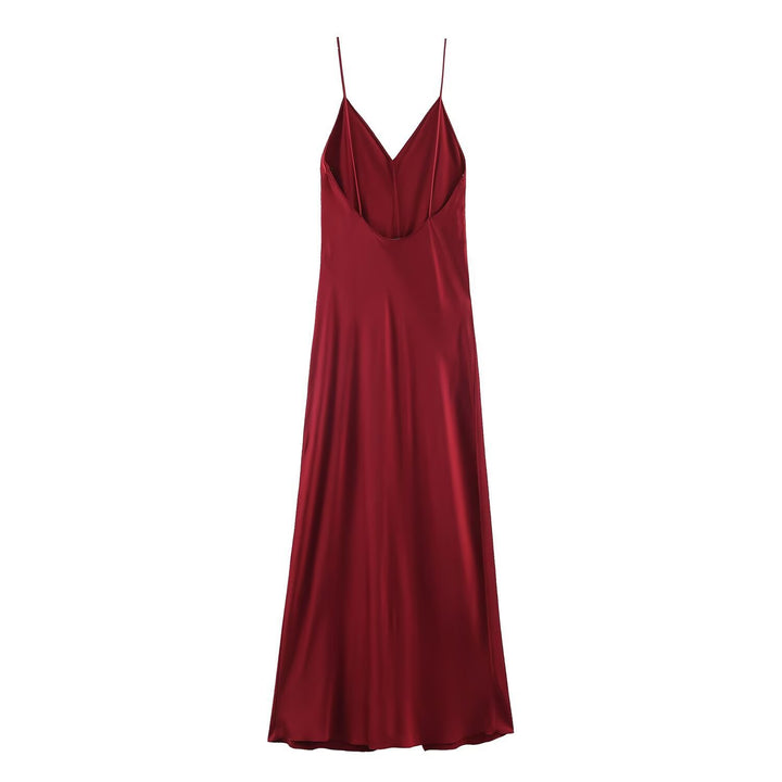 Damen elegantes Maxikleid mit schickem V-Ausschnitt und seitlichem Schlitz Echo Archiv
