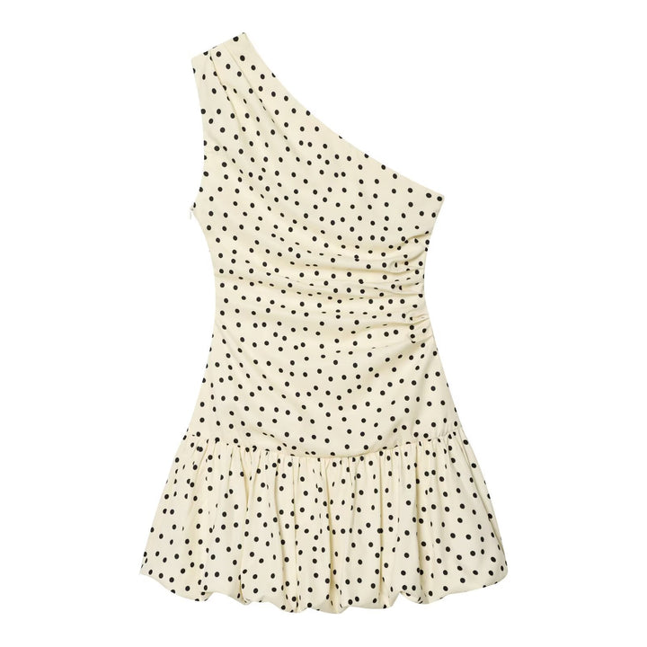 Damen Polka-Dots Minikleid mit asymmetrischem Ausschnitt Echo Archiv