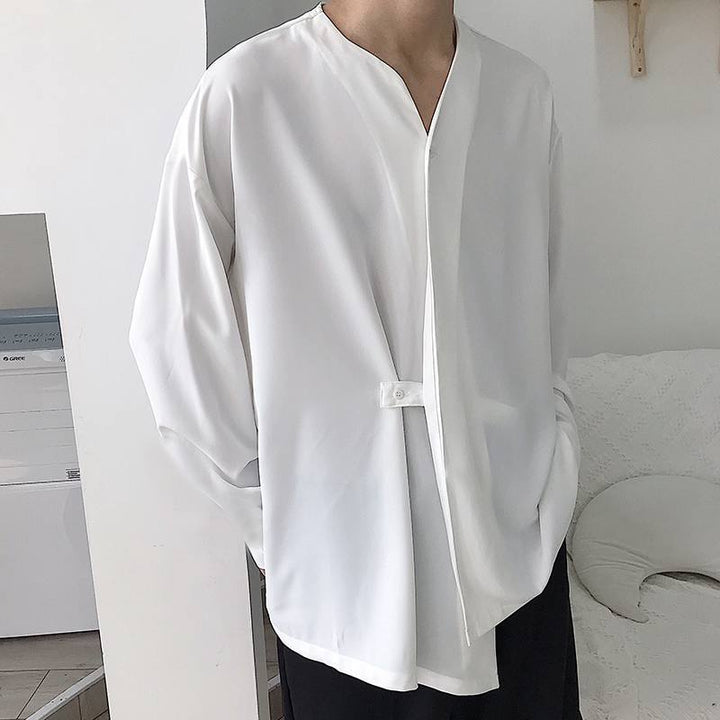 Herren Lässiges Langarmshirt mit innovativem Stehkragen und praktischen Taschen Echoarchiv