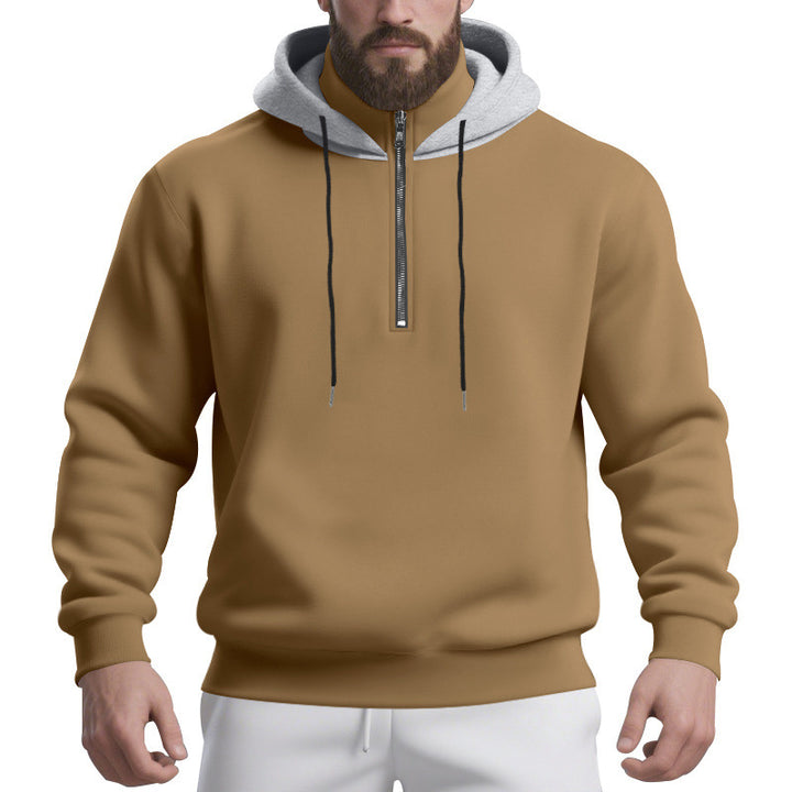 Herren sportlicher Kapuzenpullover mit halbem Reißverschluss und atmungsaktivem Stoff Echoarchiv