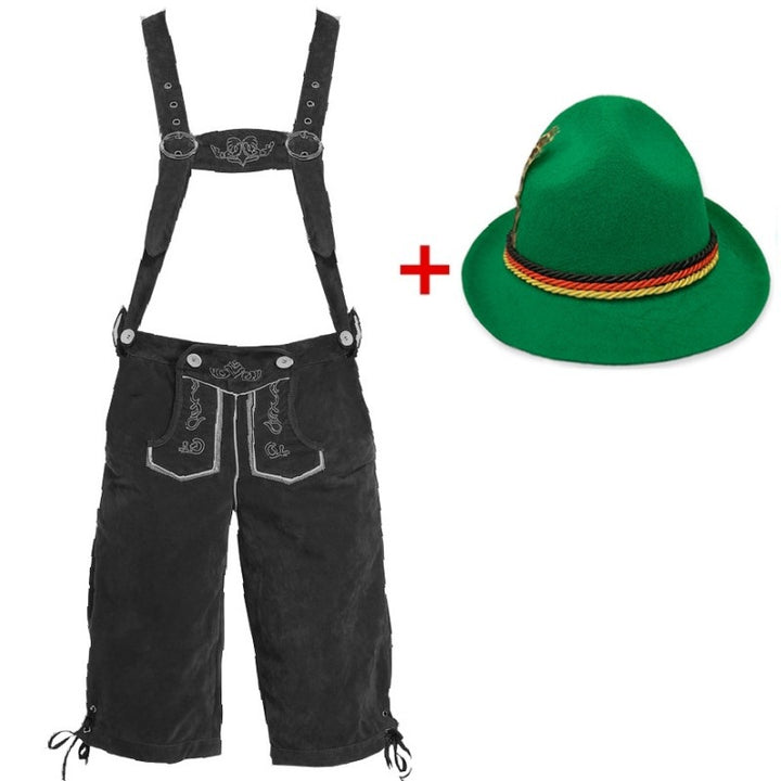Herren nan traditionelle Trachtenlederhose mit verstellbaren Trägern und Trachtenhut Echo Archiv
