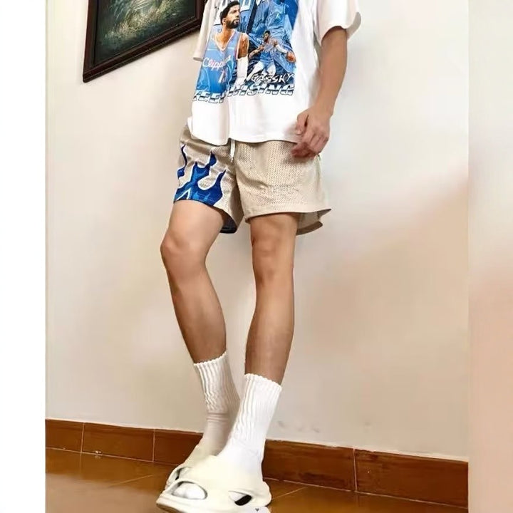 Männer Flame-Grafik Sport Shorts Echoarchiv