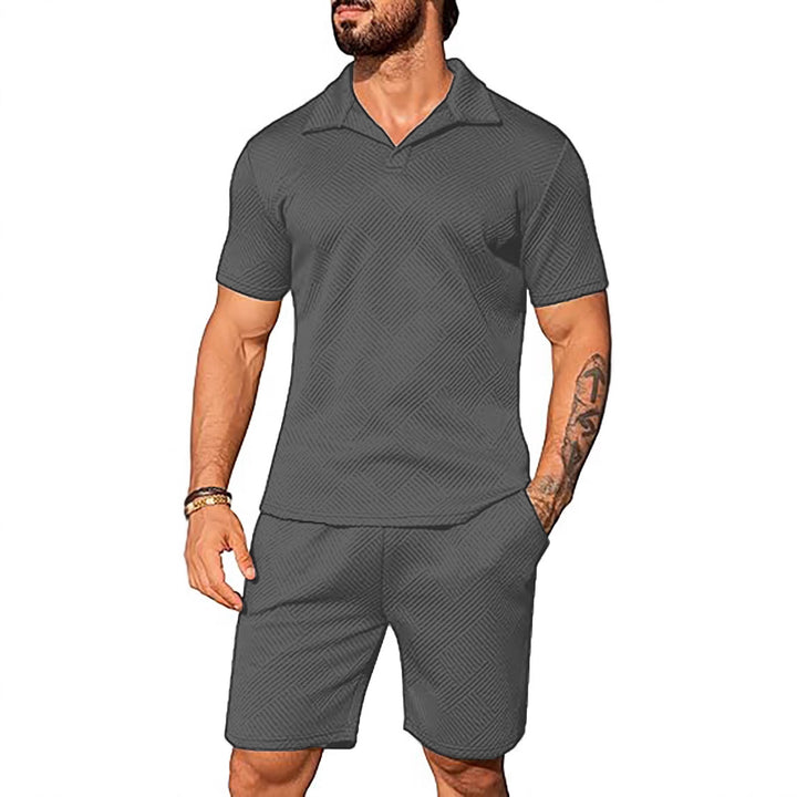 Herren lässiges Kurzarm-Set mit modischem Design und strukturiertem Oberteil Echoarchiv