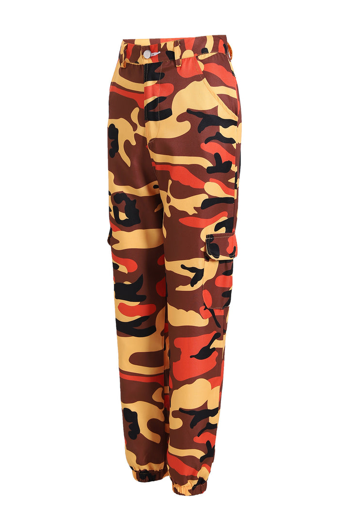 Damen Cargohose mit Camouflage‑Print, elastischem Bund und Beinbündchen Echoarchiv