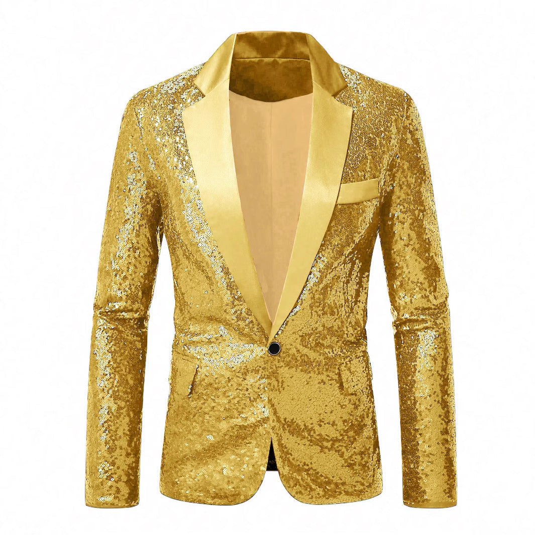 Herren festlicher Paillettenblazer mit elegantem Satinrevers Echoarchiv
